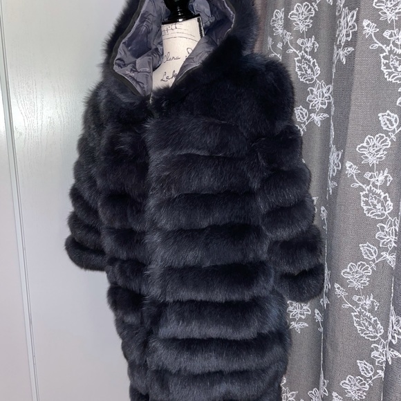 Genuine Fox Fur Jaket Coat Hooded Hood Vest - Picture 2 of 15